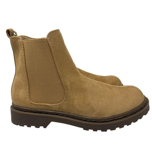 American Eagle Outfitters Womens 9 Tan Faux Suede Chelsea Boot Side Zip Shoes - Picture 9 of 14